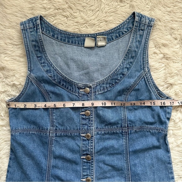 Vintage Gap Dress Denim Button Front Sleeveless Mini 100% Cotton Blue Sz 10 - Picture 10 of 11